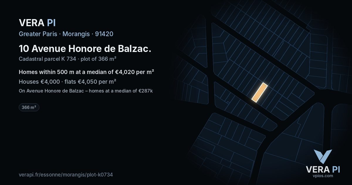 10 Avenue Honore de Balzac, Morangis at night – the plot lit, the parcels around coloured by the prices near them