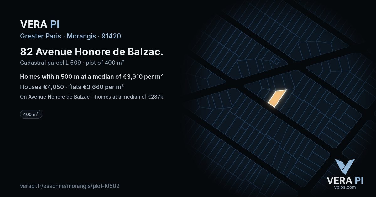 82 Avenue Honore de Balzac, Morangis at night – the plot lit, the parcels around coloured by the prices near them