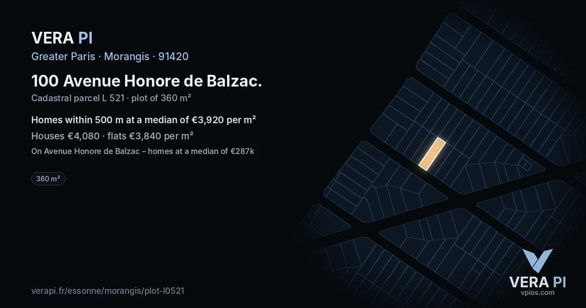 100 Avenue Honore de Balzac, Morangis at night – the plot lit, the parcels around coloured by the prices near them