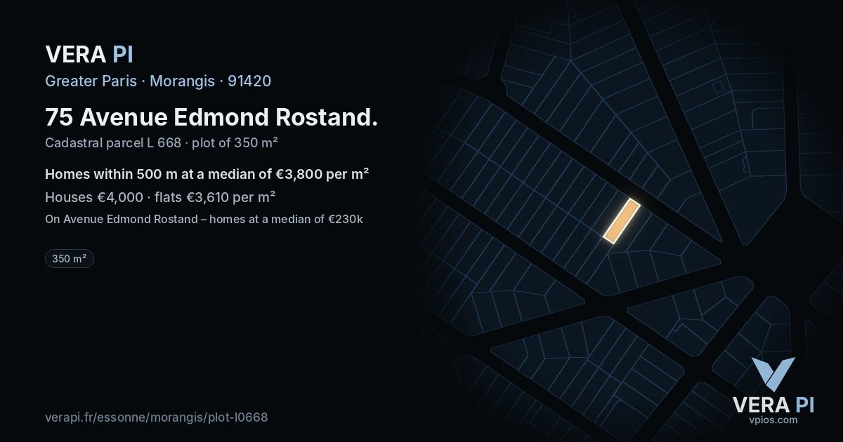 75 Avenue Edmond Rostand, Morangis at night – the plot lit, the parcels around coloured by the prices near them