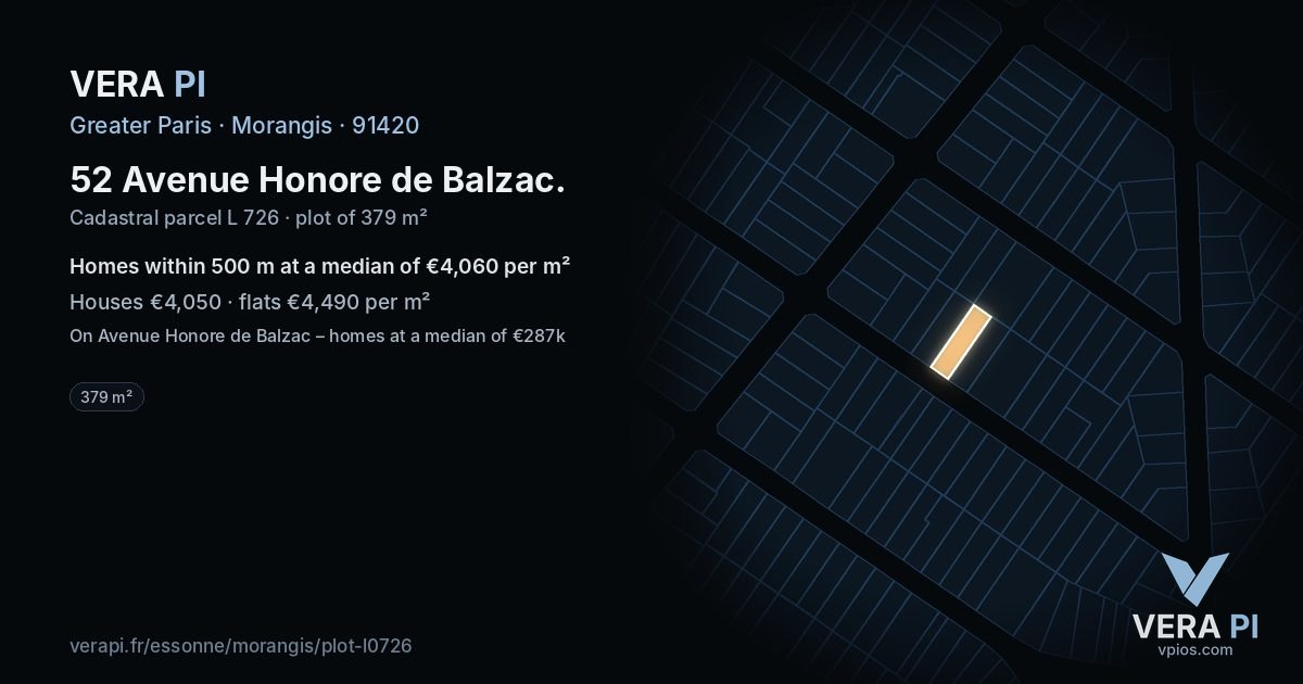 52 Avenue Honore de Balzac, Morangis at night – the plot lit, the parcels around coloured by the prices near them