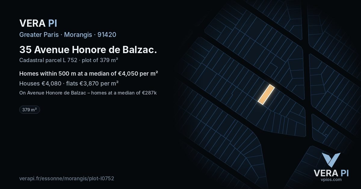 35 Avenue Honore de Balzac, Morangis at night – the plot lit, the parcels around coloured by the prices near them