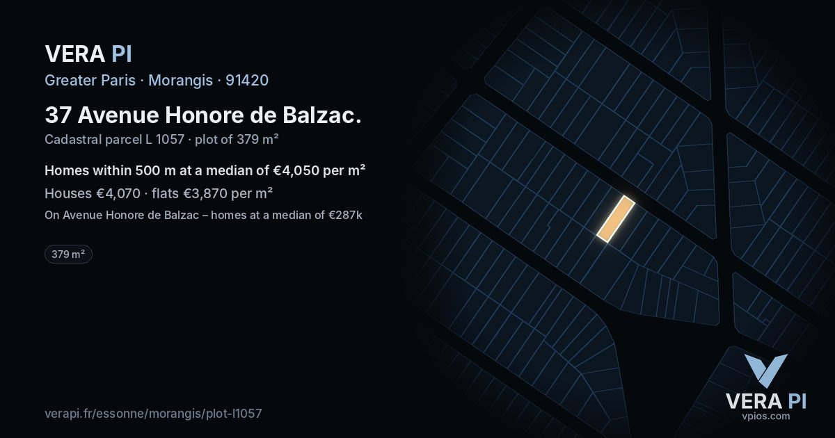 37 Avenue Honore de Balzac, Morangis at night – the plot lit, the parcels around coloured by the prices near them