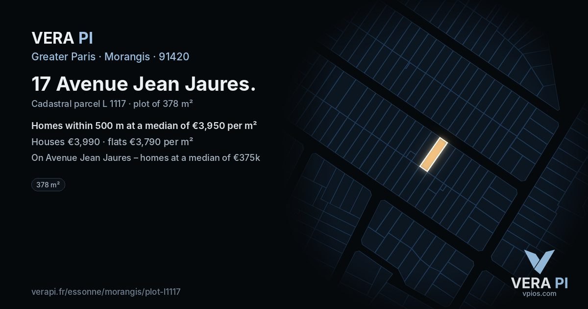 17 Avenue Jean Jaures, Morangis at night – the plot lit, the parcels around coloured by the prices near them