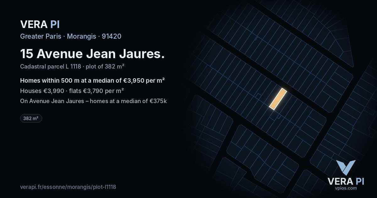 15 Avenue Jean Jaures, Morangis at night – the plot lit, the parcels around coloured by the prices near them