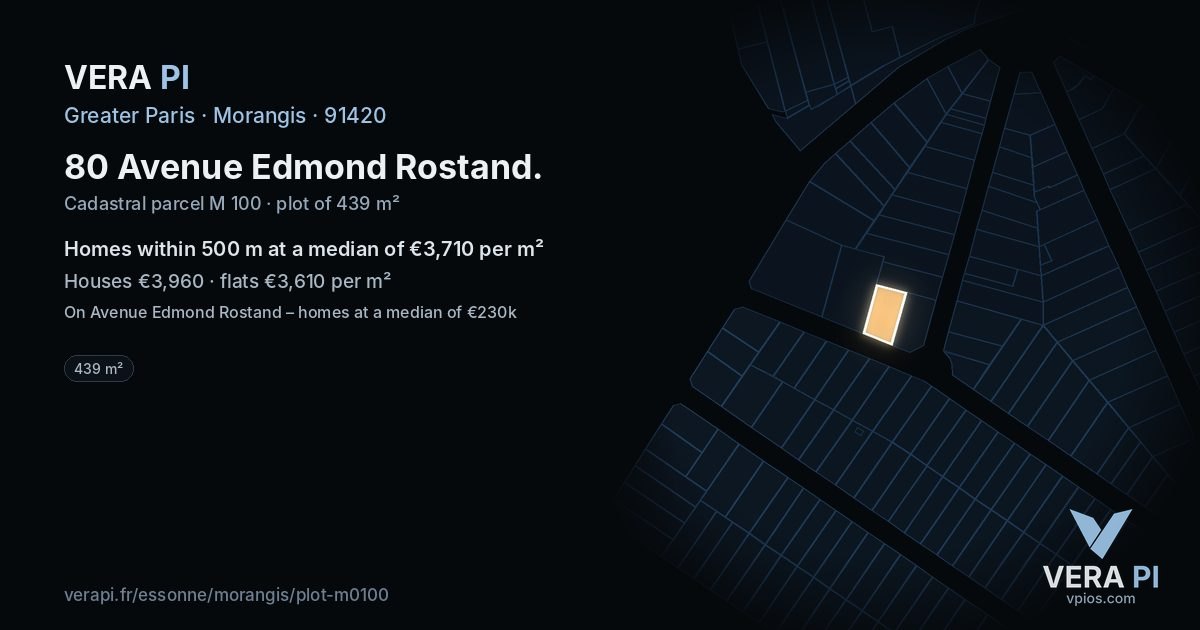80 Avenue Edmond Rostand, Morangis at night – the plot lit, the parcels around coloured by the prices near them