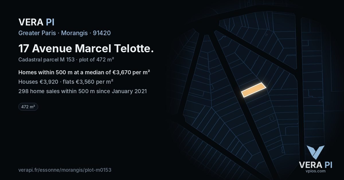 17 Avenue Marcel Telotte, Morangis at night – the plot lit, the parcels around coloured by the prices near them
