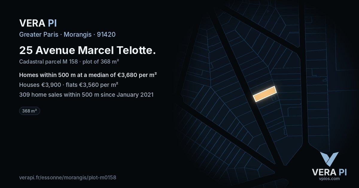 25 Avenue Marcel Telotte, Morangis at night – the plot lit, the parcels around coloured by the prices near them