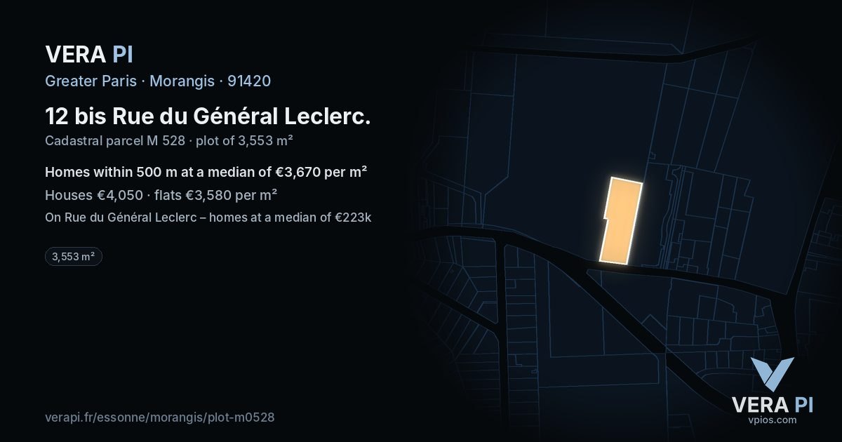 12 bis Rue du Général Leclerc, Morangis at night – the plot lit, the parcels around coloured by the prices near them