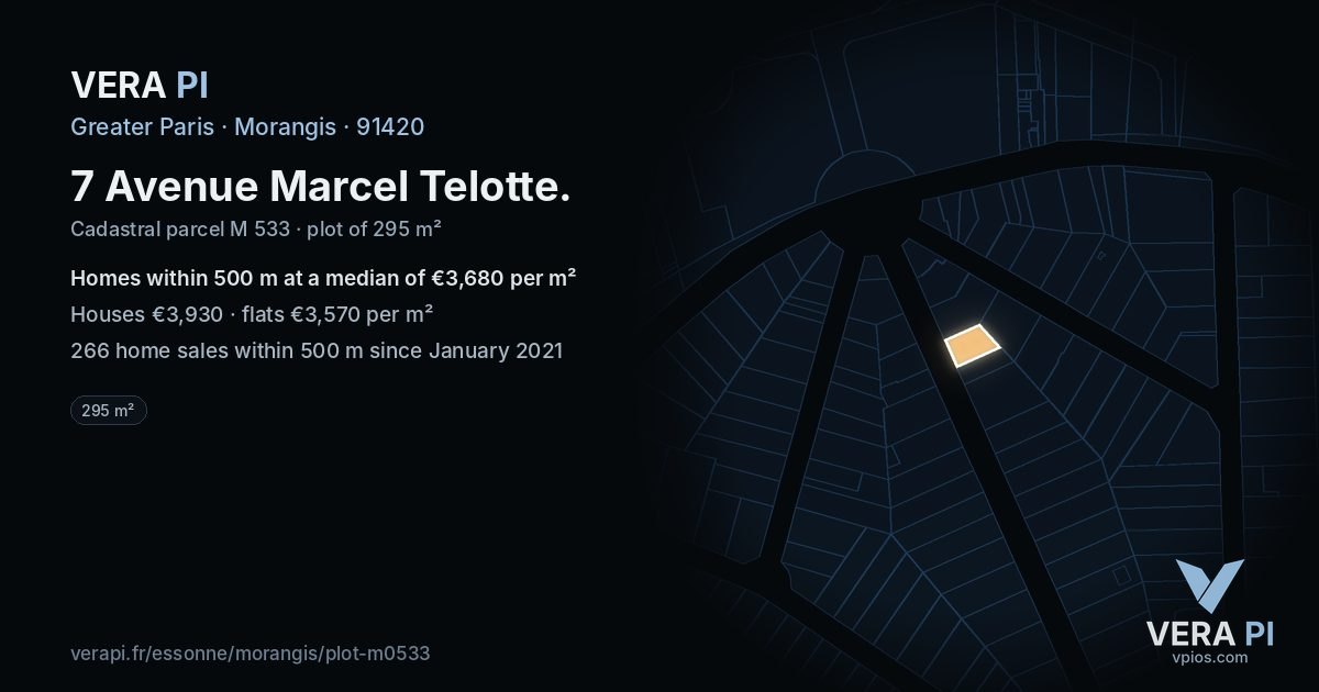 7 Avenue Marcel Telotte, Morangis at night – the plot lit, the parcels around coloured by the prices near them