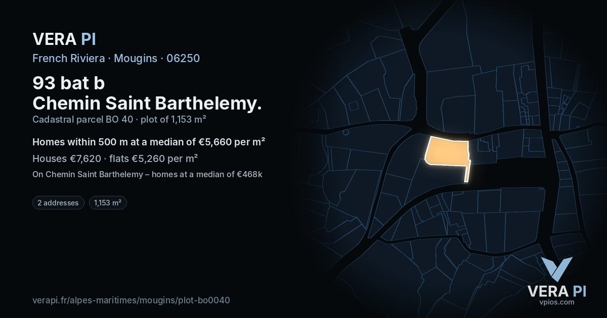 93 bat b Chemin Saint Barthelemy, Mougins at night – the plot lit, the parcels around coloured by the prices near them