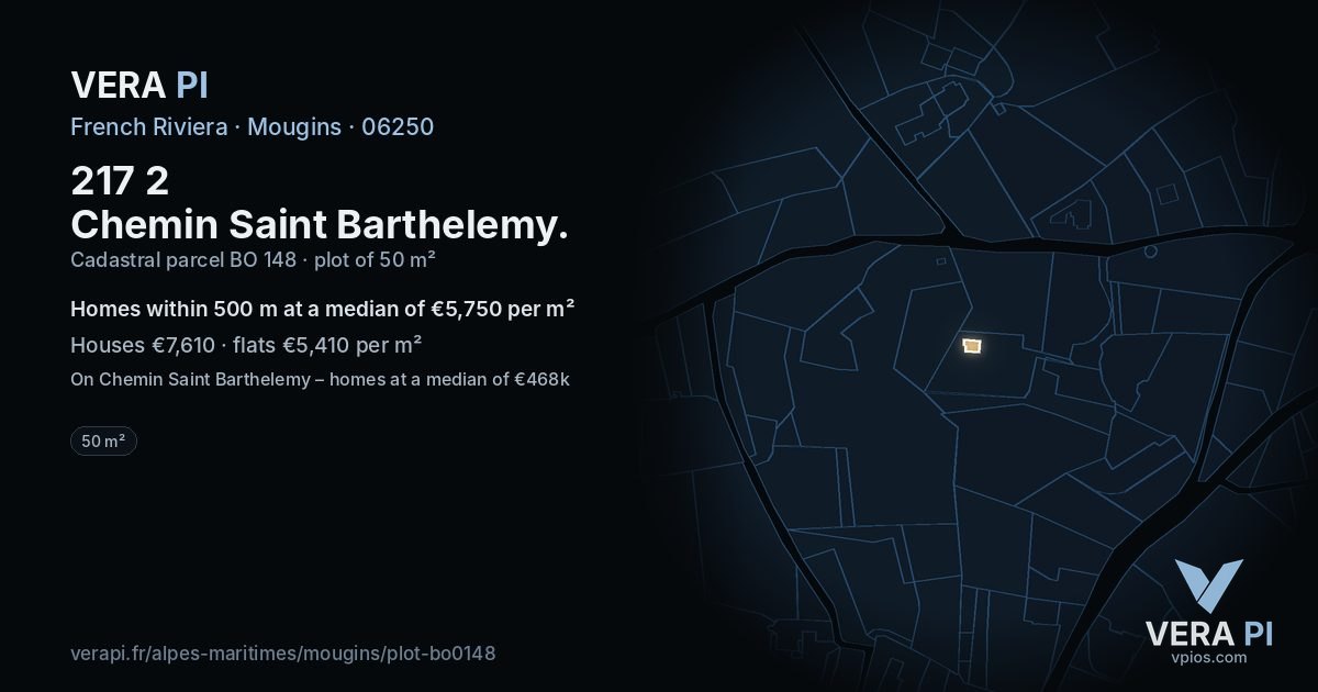217 2 Chemin Saint Barthelemy, Mougins at night – the plot lit, the parcels around coloured by the prices near them