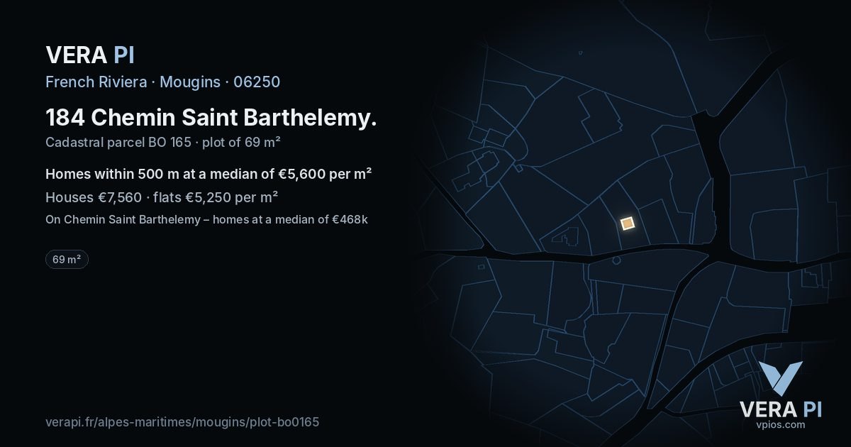 184 Chemin Saint Barthelemy, Mougins at night – the plot lit, the parcels around coloured by the prices near them