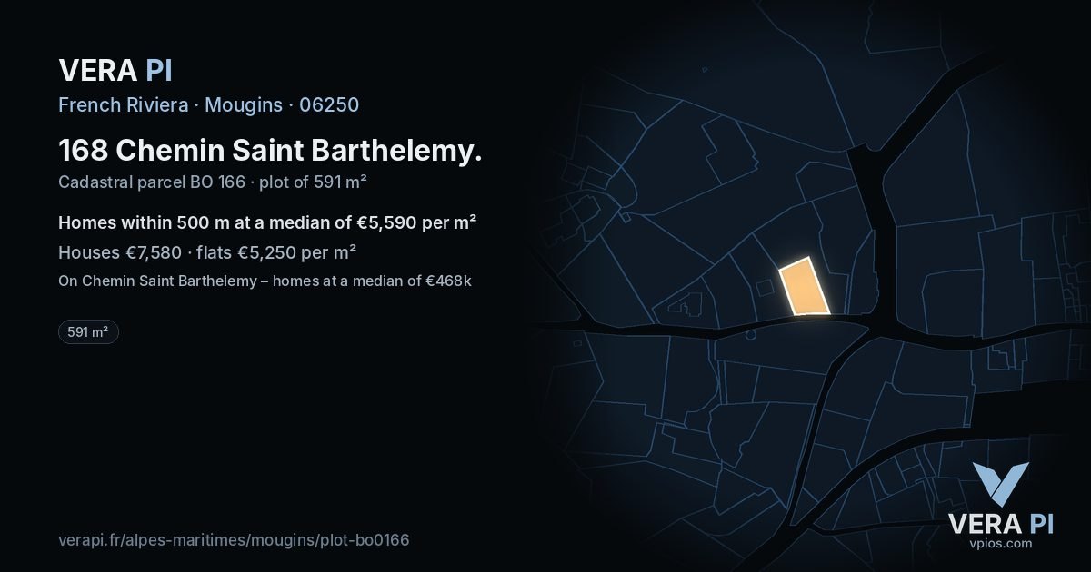 168 Chemin Saint Barthelemy, Mougins at night – the plot lit, the parcels around coloured by the prices near them