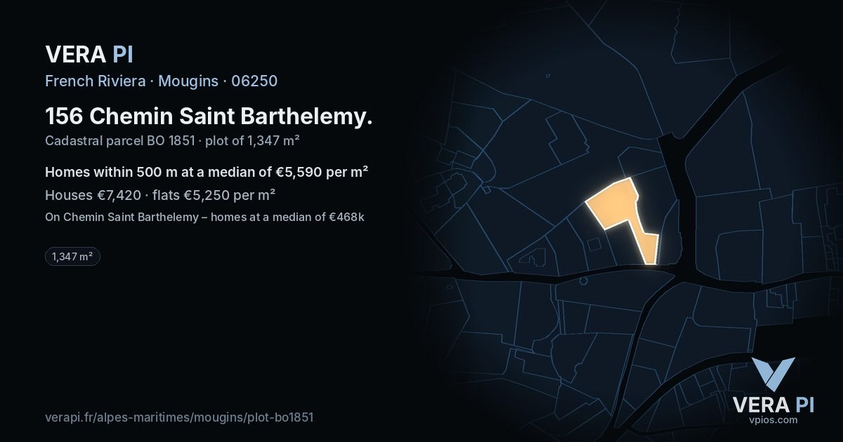 156 Chemin Saint Barthelemy, Mougins at night – the plot lit, the parcels around coloured by the prices near them