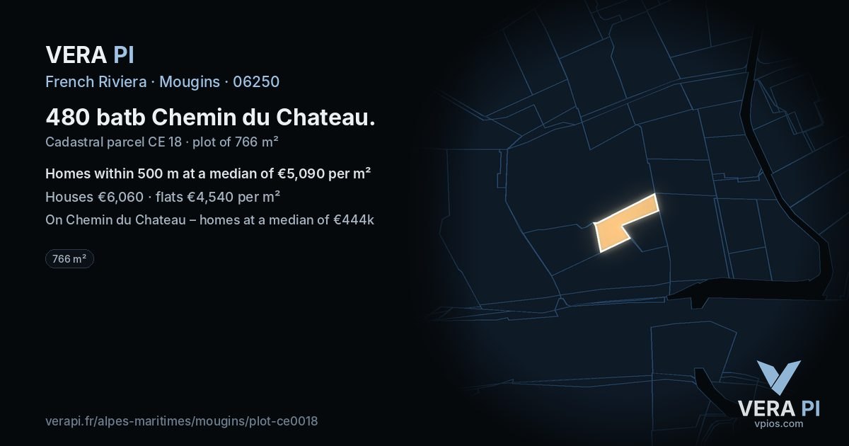 480 batb Chemin du Chateau, Mougins at night – the plot lit, the parcels around coloured by the prices near them