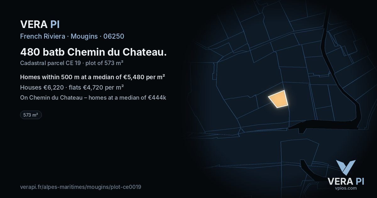 480 batb Chemin du Chateau, Mougins at night – the plot lit, the parcels around coloured by the prices near them