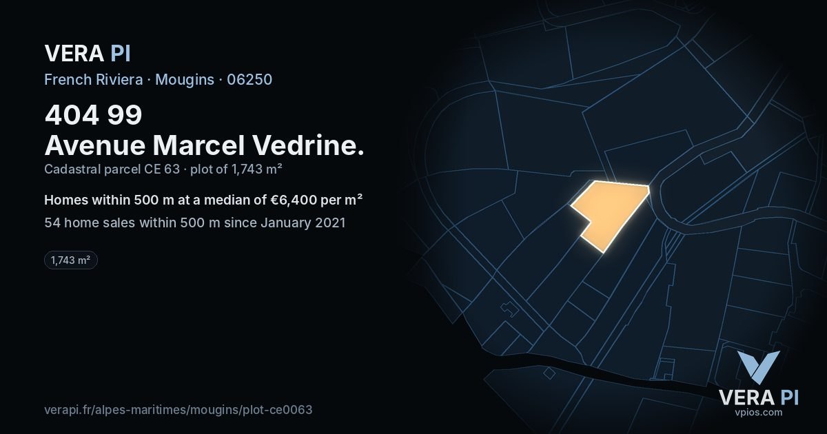 404 99 Avenue Marcel Vedrine, Mougins at night – the plot lit, the parcels around coloured by the prices near them