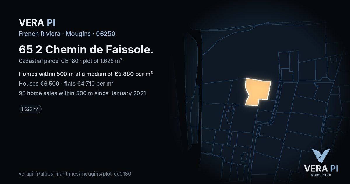65 2 Chemin de Faissole, Mougins at night – the plot lit, the parcels around coloured by the prices near them