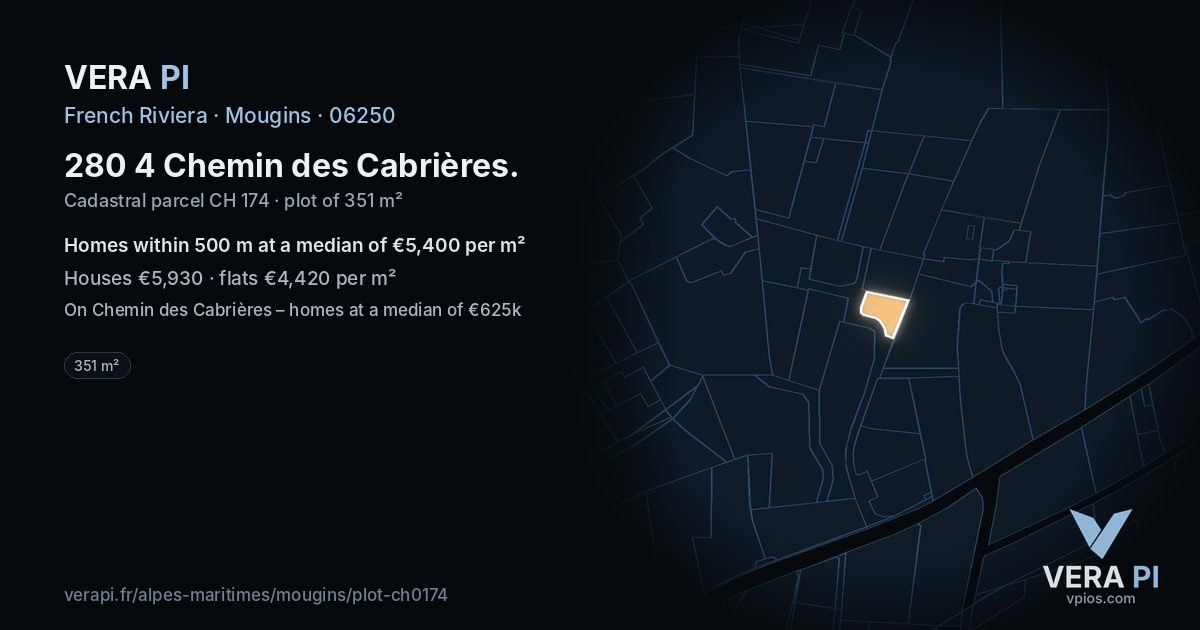 280 4 Chemin des Cabrières, Mougins at night – the plot lit, the parcels around coloured by the prices near them
