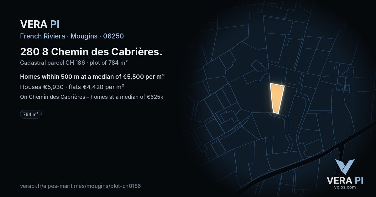 280 8 Chemin des Cabrières, Mougins at night – the plot lit, the parcels around coloured by the prices near them