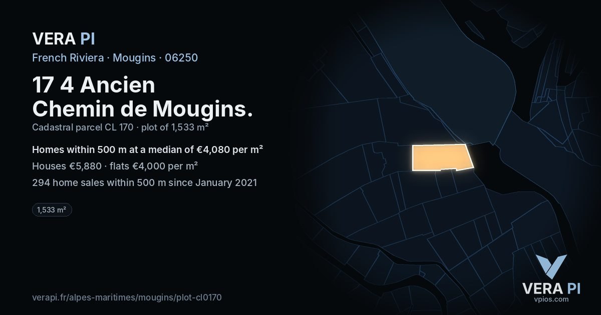 17 4 Ancien Chemin de Mougins, Mougins at night – the plot lit, the parcels around coloured by the prices near them