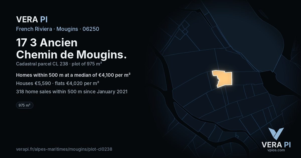 17 3 Ancien Chemin de Mougins, Mougins at night – the plot lit, the parcels around coloured by the prices near them
