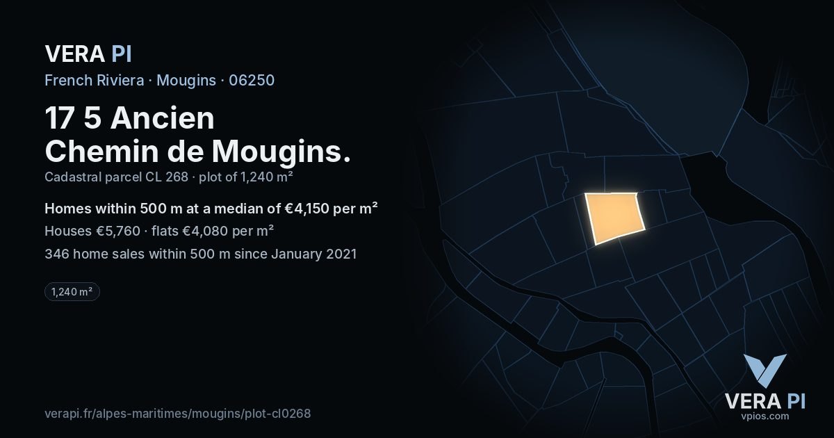 17 5 Ancien Chemin de Mougins, Mougins at night – the plot lit, the parcels around coloured by the prices near them