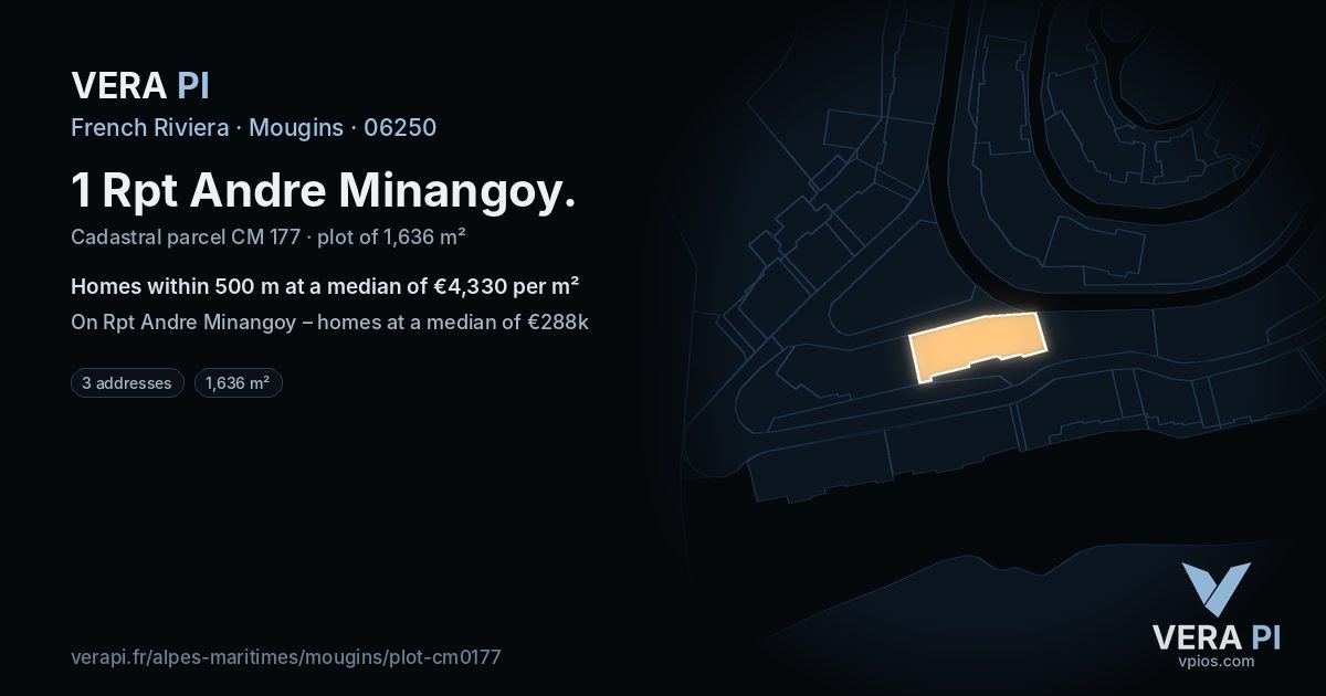 1 Rpt Andre Minangoy, Mougins at night – the plot lit, the parcels around coloured by the prices near them