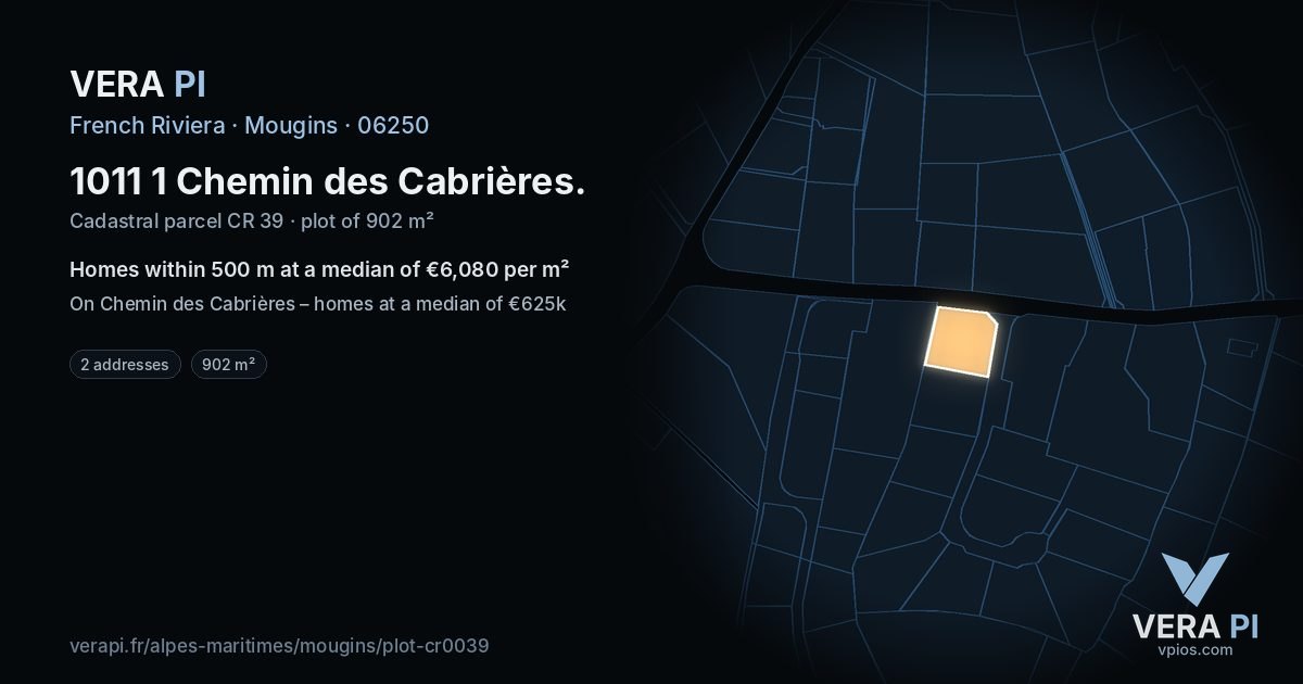 1011 1 Chemin des Cabrières, Mougins at night – the plot lit, the parcels around coloured by the prices near them