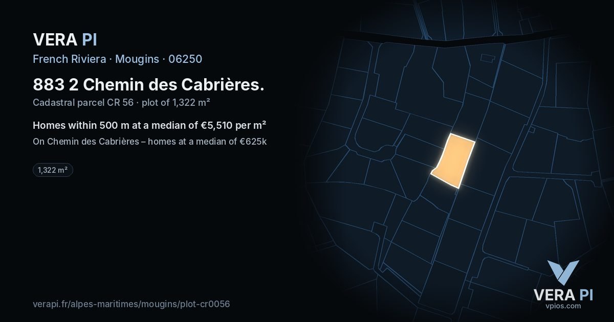 883 2 Chemin des Cabrières, Mougins at night – the plot lit, the parcels around coloured by the prices near them
