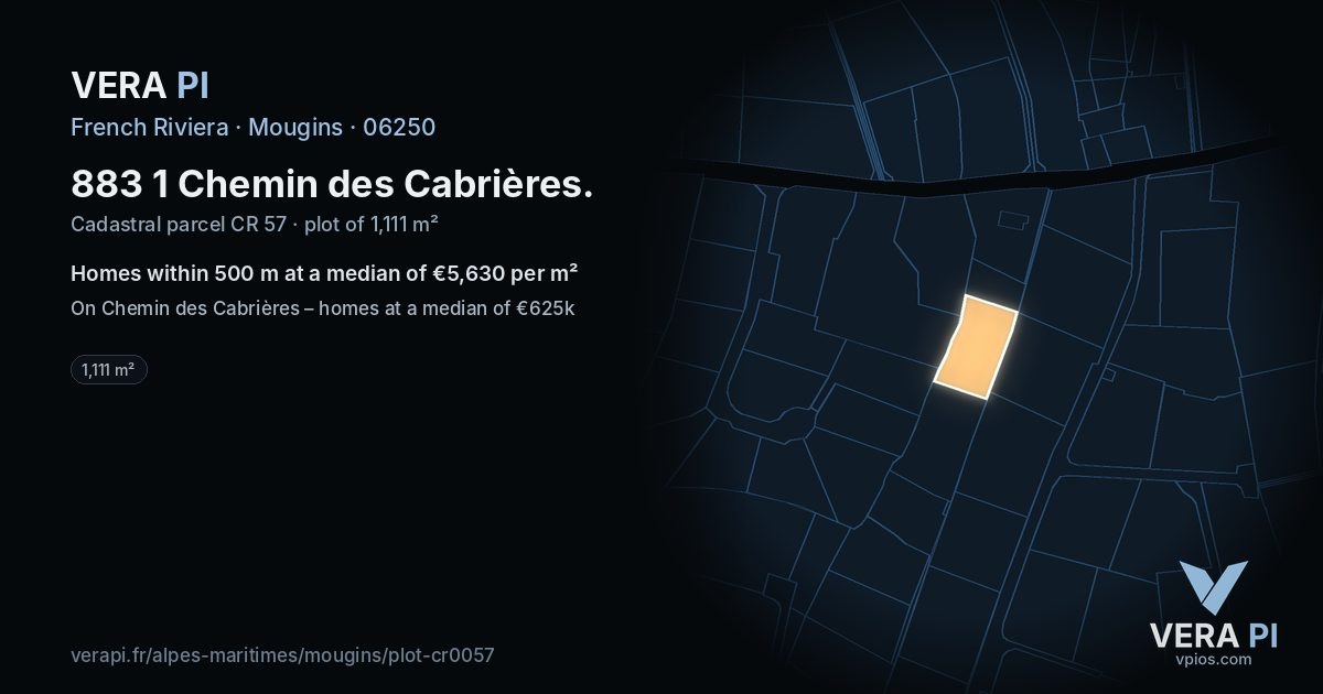 883 1 Chemin des Cabrières, Mougins at night – the plot lit, the parcels around coloured by the prices near them