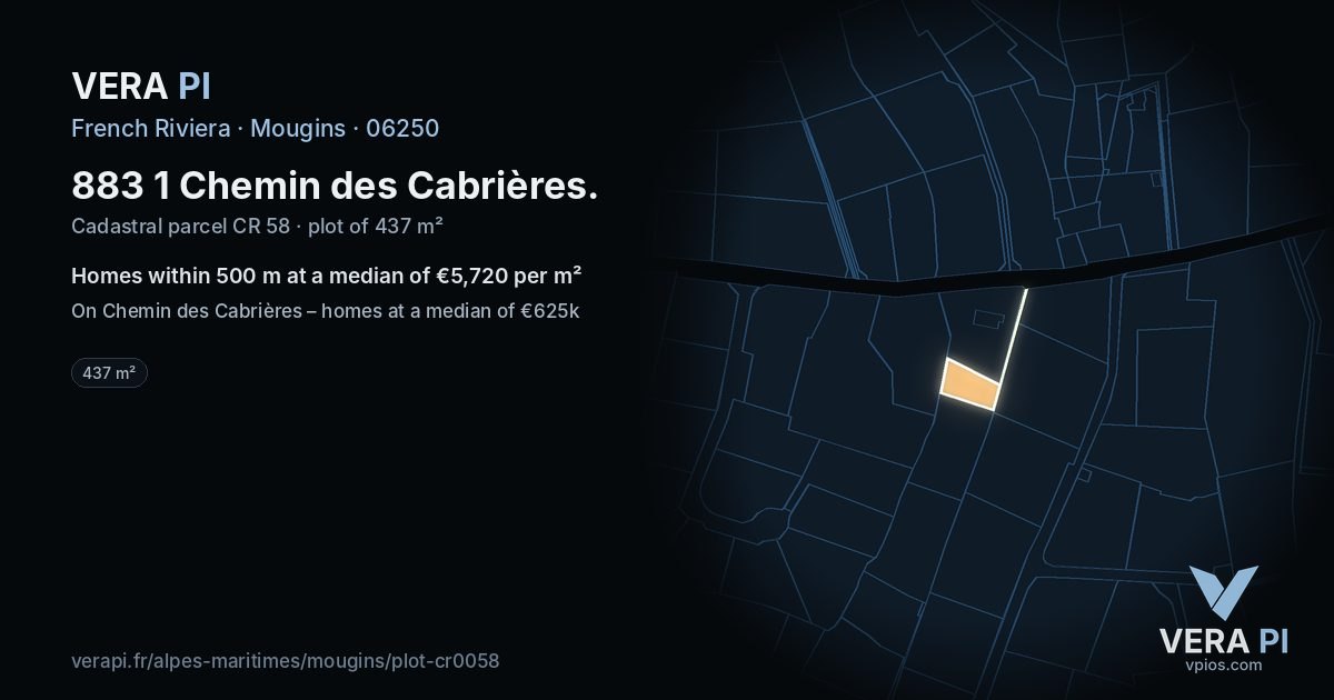 883 1 Chemin des Cabrières, Mougins at night – the plot lit, the parcels around coloured by the prices near them