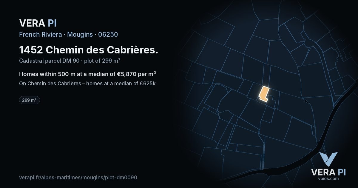 1452 Chemin des Cabrières, Mougins at night – the plot lit, the parcels around coloured by the prices near them