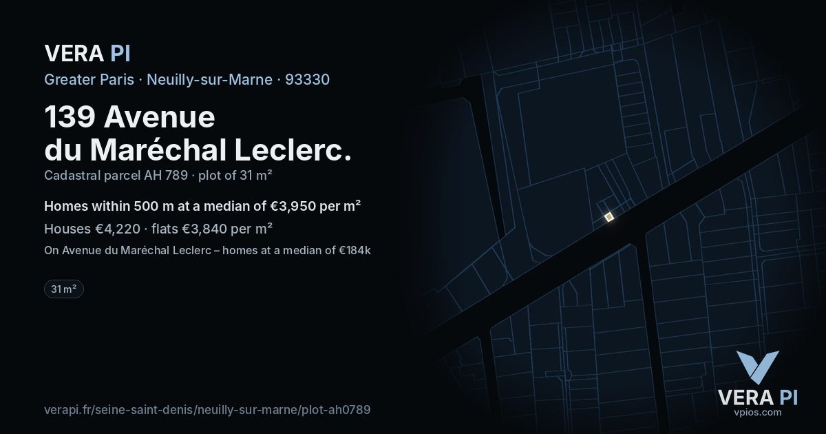 139 Avenue du Maréchal Leclerc, Neuilly-sur-Marne at night – the plot lit, the parcels around coloured by the prices near them