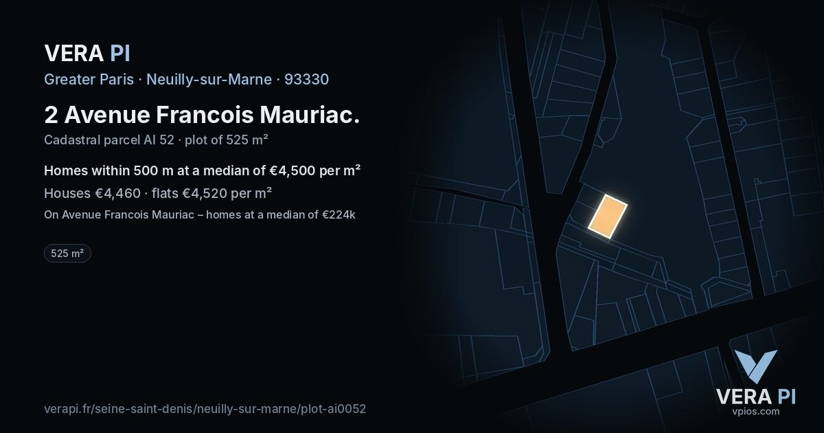 2 Avenue Francois Mauriac, Neuilly-sur-Marne at night – the plot lit, the parcels around coloured by the prices near them