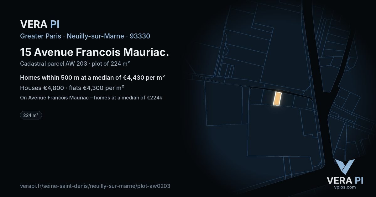 15 Avenue Francois Mauriac, Neuilly-sur-Marne at night – the plot lit, the parcels around coloured by the prices near them