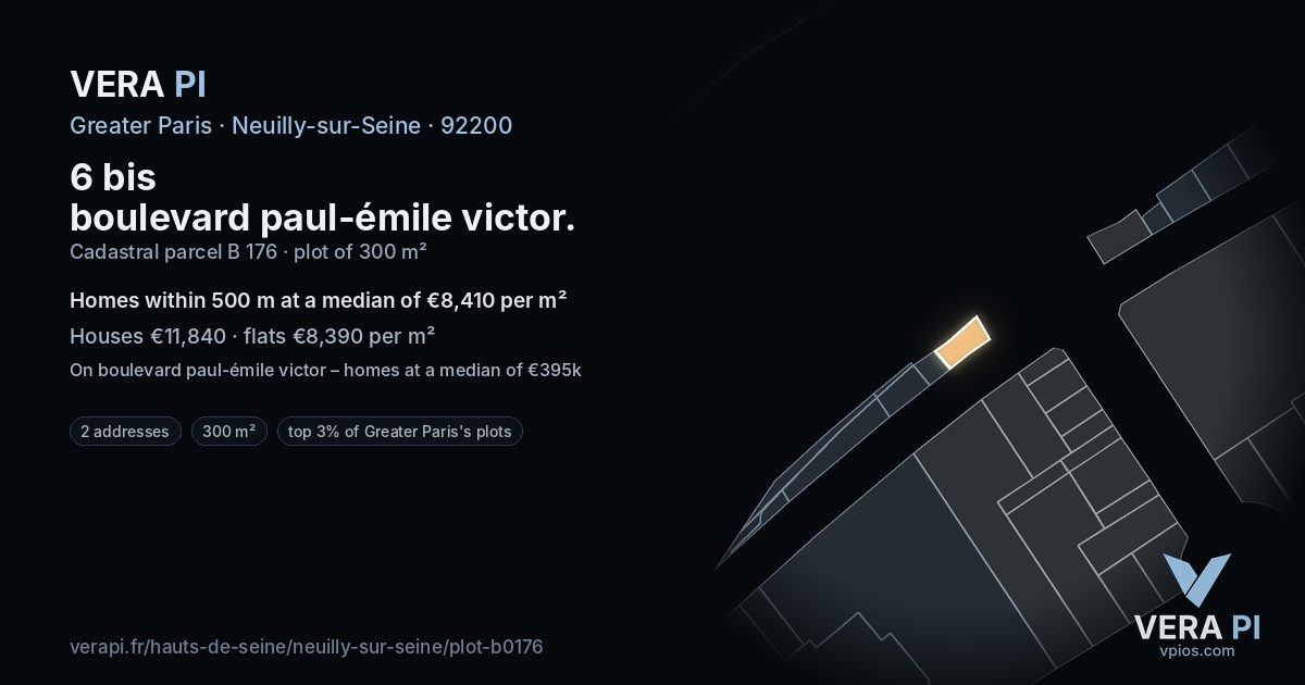 6 bis boulevard paul-émile victor, Neuilly-sur-Seine at night – the plot lit, the parcels around coloured by the prices near them