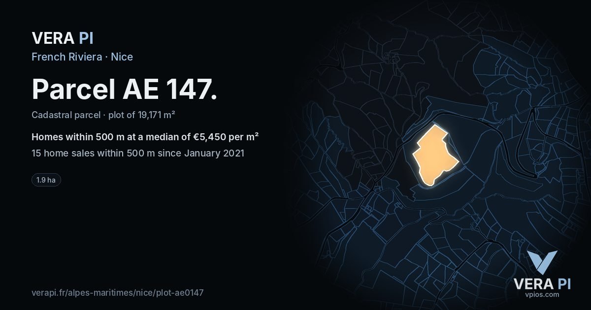 Parcel AE 147, Nice at night – the plot lit, the parcels around coloured by the prices near them