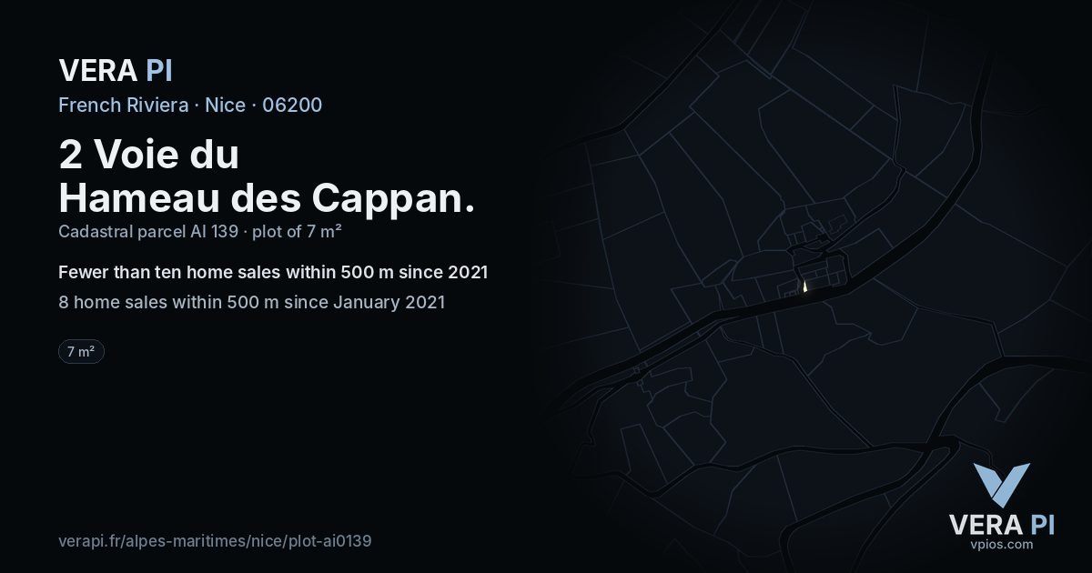 2 Voie du Hameau des Cappan, Nice at night – the plot lit, the parcels around coloured by the prices near them