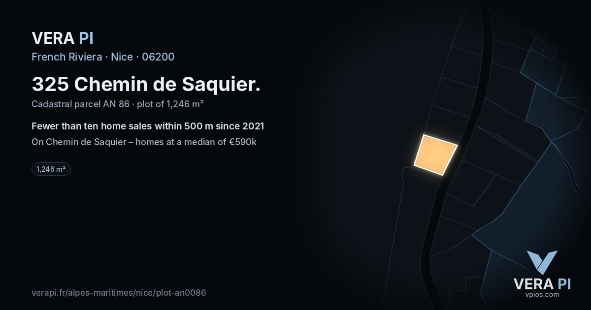 325 Chemin de Saquier, Nice at night – the plot lit, the parcels around coloured by the prices near them
