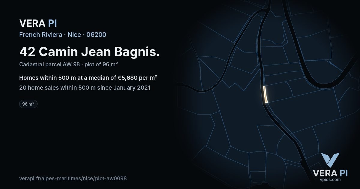 42 Camin Jean Bagnis, Nice at night – the plot lit, the parcels around coloured by the prices near them