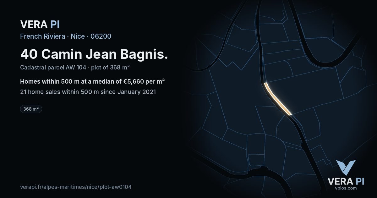 40 Camin Jean Bagnis, Nice at night – the plot lit, the parcels around coloured by the prices near them