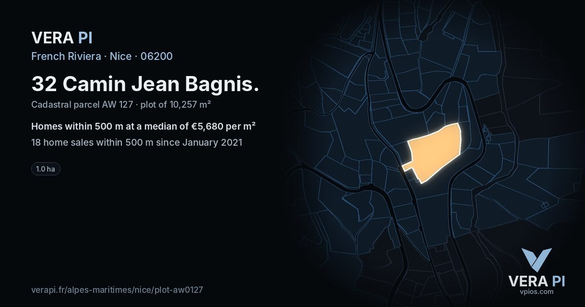 32 Camin Jean Bagnis, Nice at night – the plot lit, the parcels around coloured by the prices near them