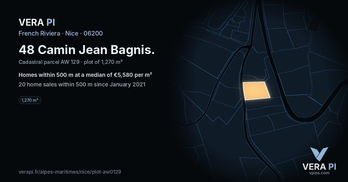 48 Camin Jean Bagnis, Nice at night – the plot lit, the parcels around coloured by the prices near them