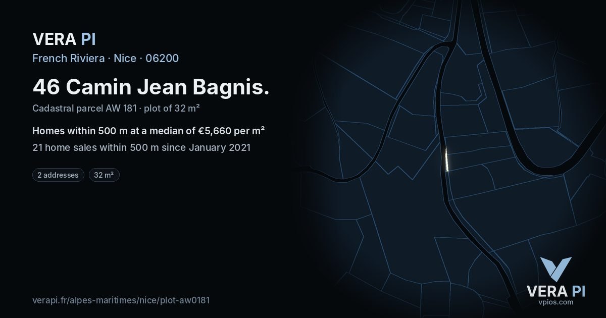 46 Camin Jean Bagnis, Nice at night – the plot lit, the parcels around coloured by the prices near them