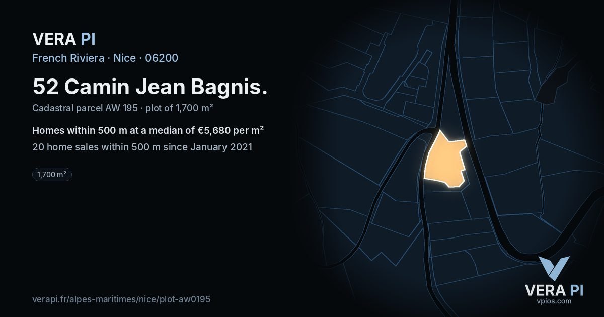 52 Camin Jean Bagnis, Nice at night – the plot lit, the parcels around coloured by the prices near them