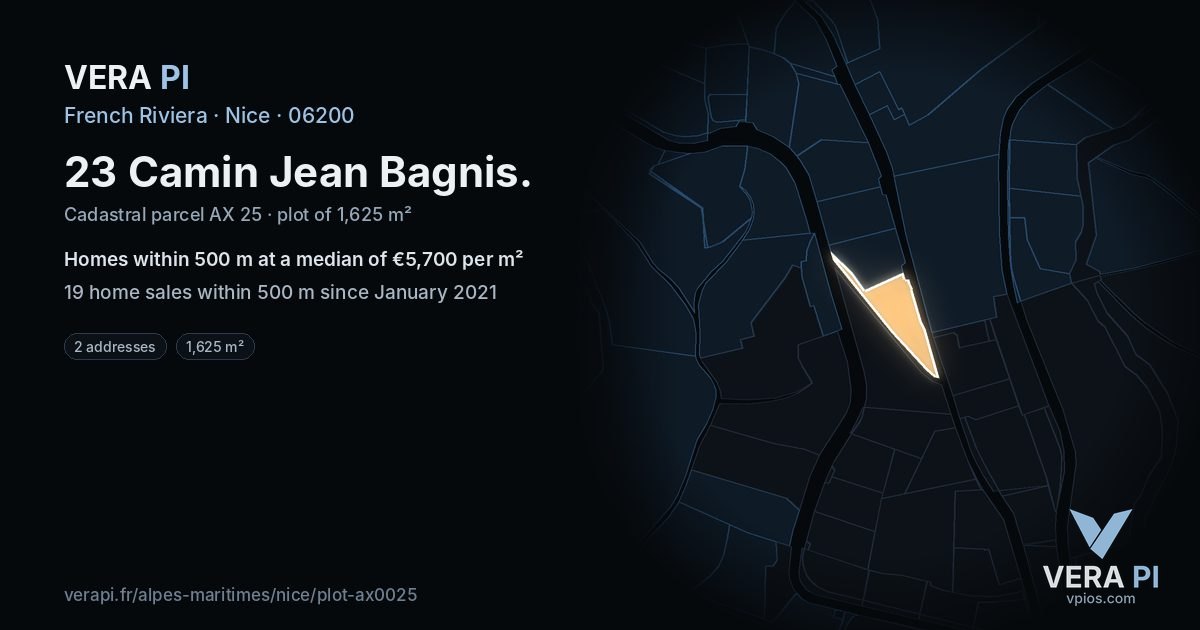 23 Camin Jean Bagnis, Nice at night – the plot lit, the parcels around coloured by the prices near them