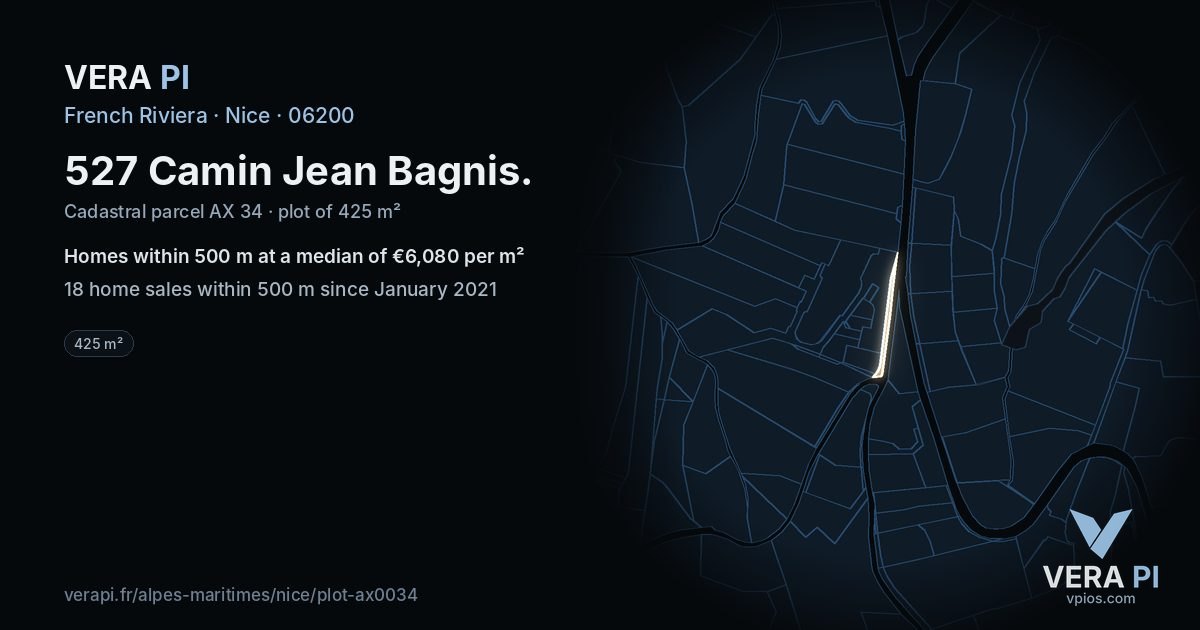 527 Camin Jean Bagnis, Nice at night – the plot lit, the parcels around coloured by the prices near them
