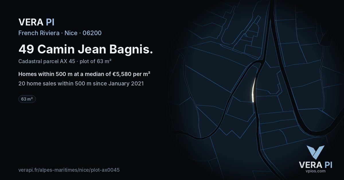 49 Camin Jean Bagnis, Nice at night – the plot lit, the parcels around coloured by the prices near them
